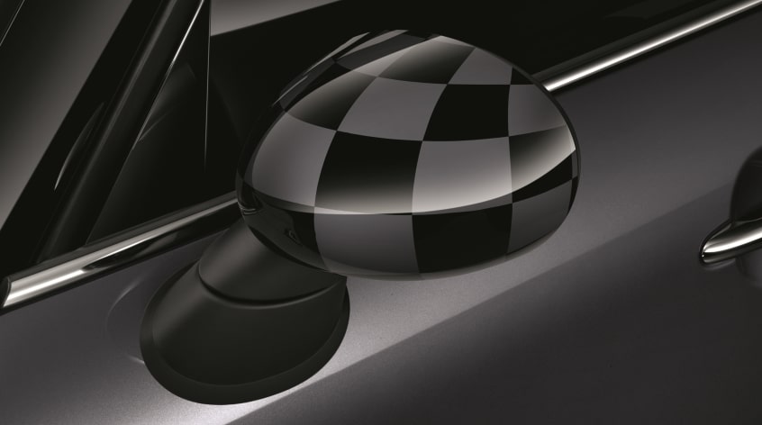 MINI Abdeckung Spiegel links Checkered schwarz/grau